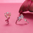 925 Sterling Silver Enamel Earrings with Transparent Glass for Women-5