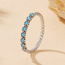 925 Sterling Silver Synthetic Turquoise Ring Size 6.0-1