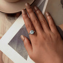 925 Sterling Silver Ring Size 6.0 with 11mm CZ & Transparent Glass for Women-5