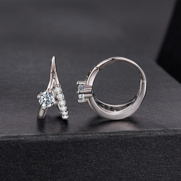 925 Sterling Silver Moissanite 0.3ct Earrings Size 1.2*0.6cm for Women