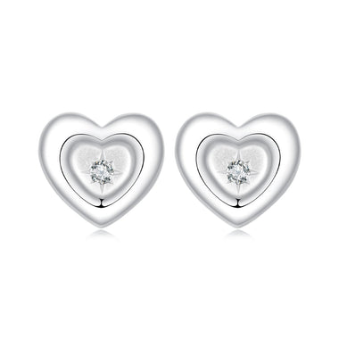 925 Sterling Silver White Gold Plated CZ Earrings - 0