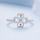 925 Sterling Silver Moonstone Clover Ring for Women-5