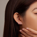 925 Sterling Silver Earrings with Plated Platinum and Pavé Setting CZ, 1.5x2.2cm for Women-5