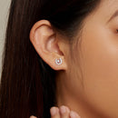 925 Sterling Silver Pavé Setting Moonstone Earrings with CZ and Platinum Plating-7