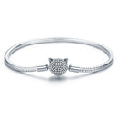 925 Sterling Silver Bracelet with Cat Head Charm, 17cm for Women-1