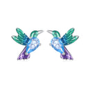 925 Sterling Silver White Gold Plated Earrings with Enamel and CZ - 10*8mm-2