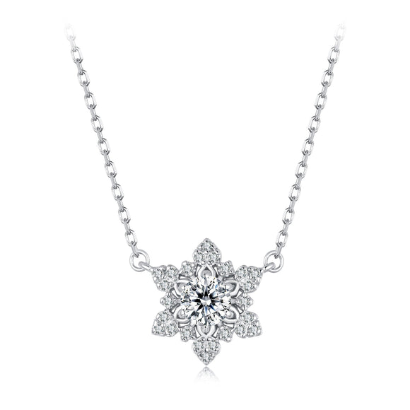 925 Sterling Silver White Gold Plated CZ Necklace 45cm for Women