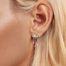 925 Sterling Silver Earrings with Pavé Setting CZ and Transparent Glass-7