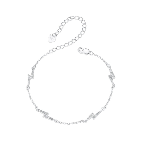 925 Sterling Silver Pave Setting CZ Bracelet with White Gold Plating
