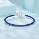 925 Sterling Silver Leather Rope Bracelet 17cm - Oxidized Silver for Women-8