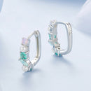 925 Sterling Silver Earrings with Nano Opal, Shell Pearl and Glass, 1.4cm for Women-4