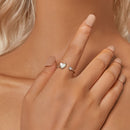 925 Sterling Silver Ring with Pavé Setting and White Shell-8