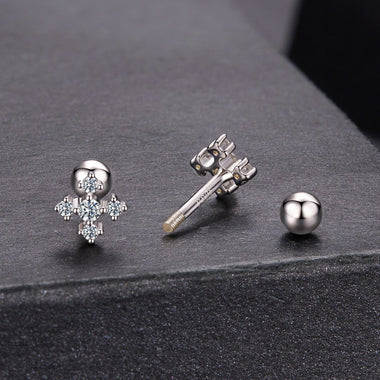 925 Sterling Silver Moissanite Earrings White Gold Plated 0.5cm for Women - 0
