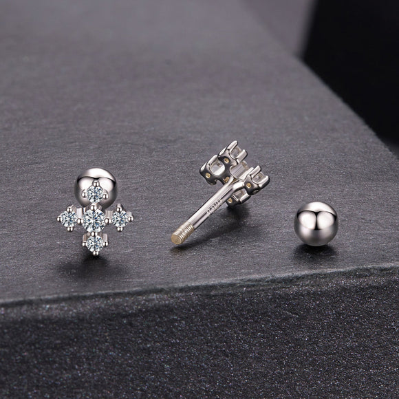 925 Sterling Silver Moissanite Earrings White Gold Plated 0.5cm for Women