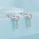 925 Sterling Silver Earrings with Pavé Setting CZ in White Gold - 11*4mm-3