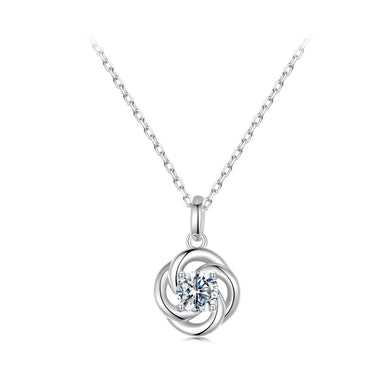 925 Sterling Silver 0.5 Carat Moissanite Necklace with White Gold Plating for Women - 0