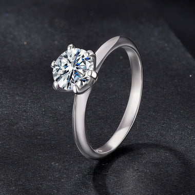 925 Sterling Silver Moissanite 1 Carat Ring Size 6 - 0