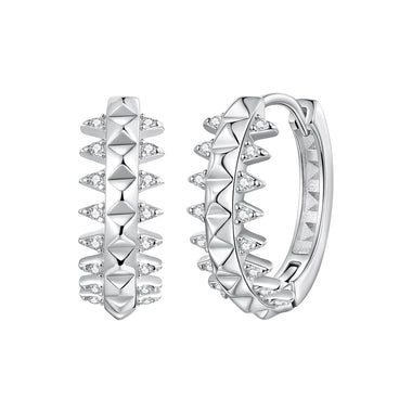 925 Sterling Silver White Gold Plated 1.6cm Pavé CZ Hoop Earrings for Women