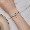 925 Sterling Silver Enamel Plated Platinum Bracelet with CZ, Adjustable Length for Women-9