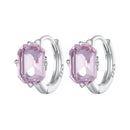 925 Sterling Silver Earrings with Transparent Glass, 12x7mm, for Women-3