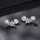 925 Sterling Silver 0.20 Carat Moissanite Earrings with Synthetic Pearl for Women-3