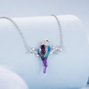925 Sterling Silver Plated Platinum Pendant Necklace with Enamel and CZ for Women-3