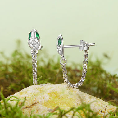 925 Sterling Silver Earrings with CZ in White Gold Plating - 0