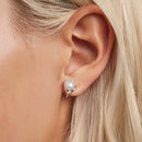 925 Sterling Silver Pavé Setting CZ & Natural Fresh Water Earrings for Women - 10*7mm-6