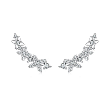 925 Sterling Silver White Gold Plated CZ Earrings 0.5*1.8cm for Women