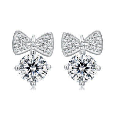 925 Sterling Silver Earrings with CZ and White Gold Plating for Women - 0