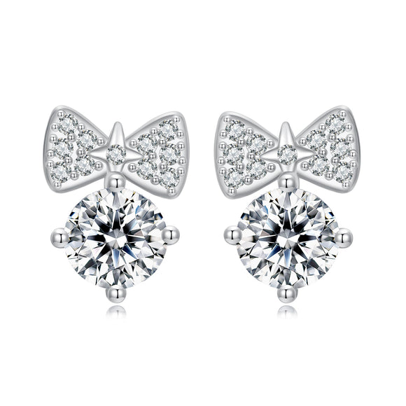 925 Sterling Silver Earrings with CZ and White Gold Plating for Women