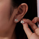 925 Sterling Silver Earrings with Pavé CZ and White Gold Plating, Size 0.9*1.3 cm for Women-6