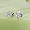 925 Sterling Silver Opal Nanometer Stone Enamel Earrings for Women-5