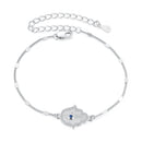 925 Sterling Silver + White Gold Plated 15cm Adjustable Bracelet with CZ and Synthetic Spinel for Women-1