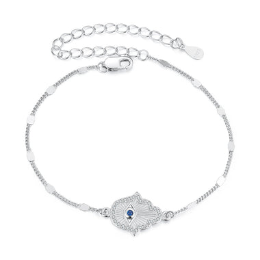 925 Sterling Silver + White Gold Plated 15cm Adjustable Bracelet with CZ and Synthetic Spinel for Women