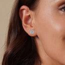925 Sterling Silver Earrings with Pavé Setting CZ and Platinum Plating.-9