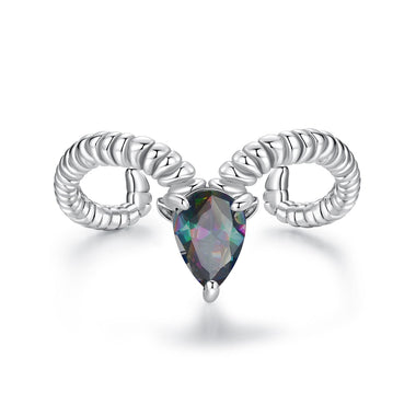 925 Sterling Silver Ring with Transparent Glass - Stylish E | 0.2cm Width for Women - 0