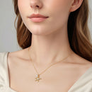 925 Sterling Silver Necklace with Gold Plating, 40+5cm, Featuring Synthetic Pearl & CZ for Women-4