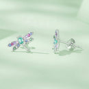 925 Sterling Silver Earrings with Pavé CZ and Transparent Glass-4