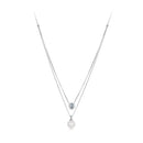 925 Sterling Silver Moissanite & Quality Shell Pearl Necklace for Women - 40+5cm, White Gold Plated-1