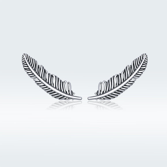 925 Sterling Silver Earrings - Oxidized Silver - 2.4cm x 0.7cm - Women
