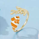 925 Sterling Silver Enamel Gold-Plated Ring for Women-4