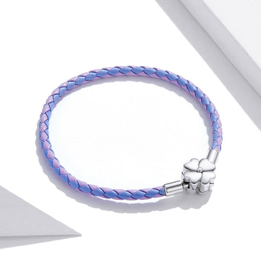 925 Sterling Silver Oxidized Silver Leather 17cm Bracelet - 0