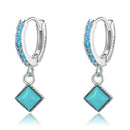 S925 Sterling Silver Turquoise Earrings - 2.1*0.7cm for Women-3