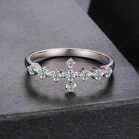 925 Sterling Silver Moissanite 0.15-0.20 Carat Ring for Women, Size 6