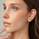 925 Sterling Silver Earrings with Pavé Setting CZ, 1.1 x 1.0 cm, Oxidized Finish for Women-7