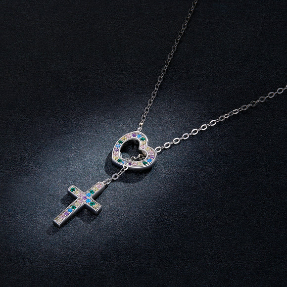 925 Sterling Silver Plated Necklace with Adjustable Length 42.5cm and CZ for Women