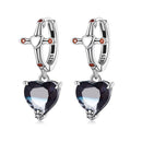 925 Sterling Silver Earrings with Pavé Setting CZ - Oxidized Silver - 2.3cm x 0.9cm - For Women-1