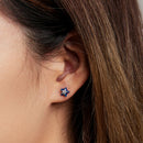 925 Sterling Silver Enamel CZ Stud Earrings in Platinum Plating-6