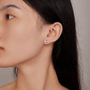 925 Sterling Silver Earrings with Pavé CZ and Transparent Glass-7